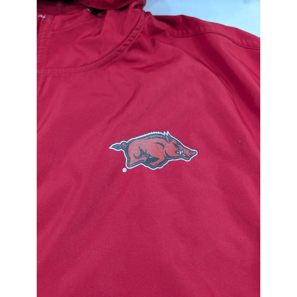 Arkansas University Razorbacks NCAA Sports‎ Windbreaker Jacket Anorak Red Medium - Picture 4 of 8
